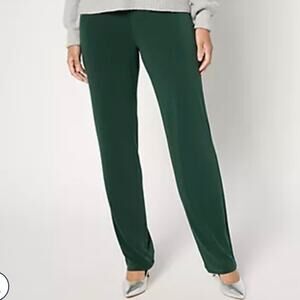 Susan Graver Stretch High Waisted Liquid Knit Pull On Pants Women Size 2XP Green